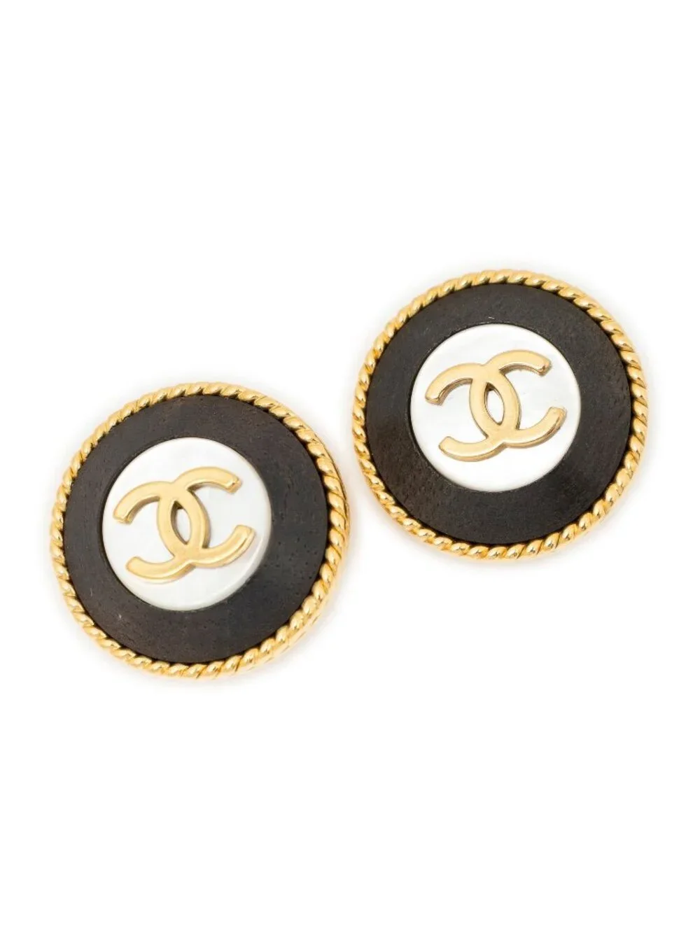 Chanel CC Logo Heart Clip Type Necklace Black Gold Plated